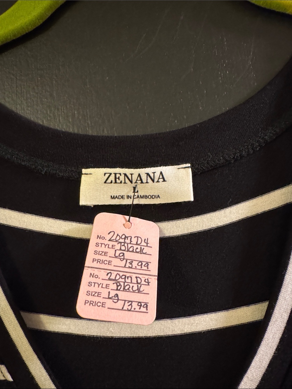 Zenana Outfitters Black and White Striped V-Neck Tunic Top Long Sleeve - Picture 3 of 3